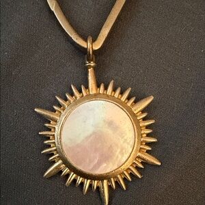 Gold Sunburst Pendant Necklace mother of pearl
